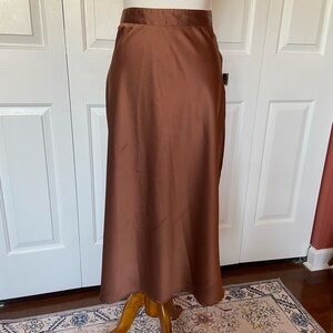 Elegant Brown Satin Skirt